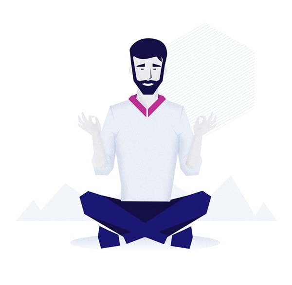 a man meditating and feeling relaxed because of cognitive ease