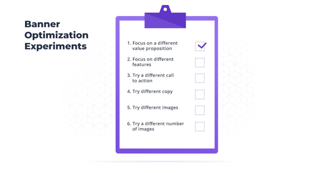 a checklist of banner ads optimization experiments to try