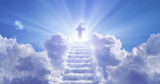 facebook logo in the clouds