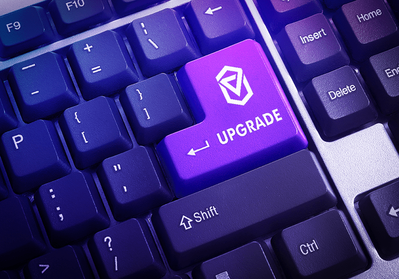 A keyboard key marked with the "Upgrade" word.