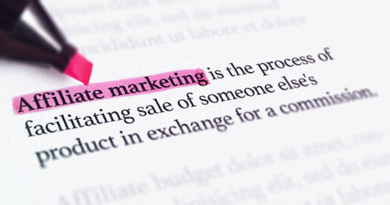 A definition of affiliate marketing in a dictonary