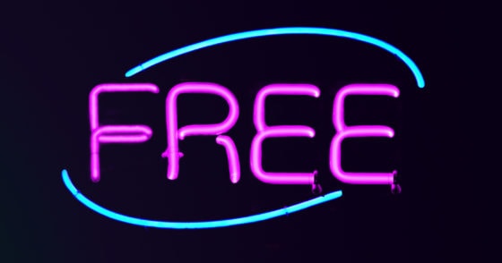 Neon sign that says "Free"