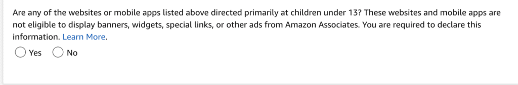 No advertising directed at children under the age of 13