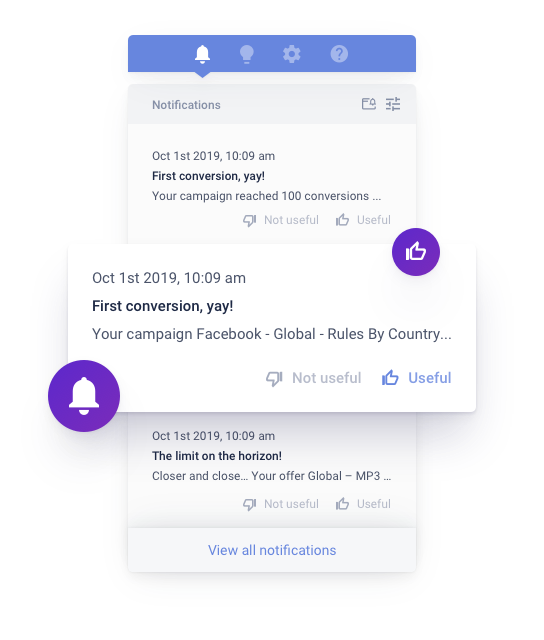 Notification in Voluum tracker